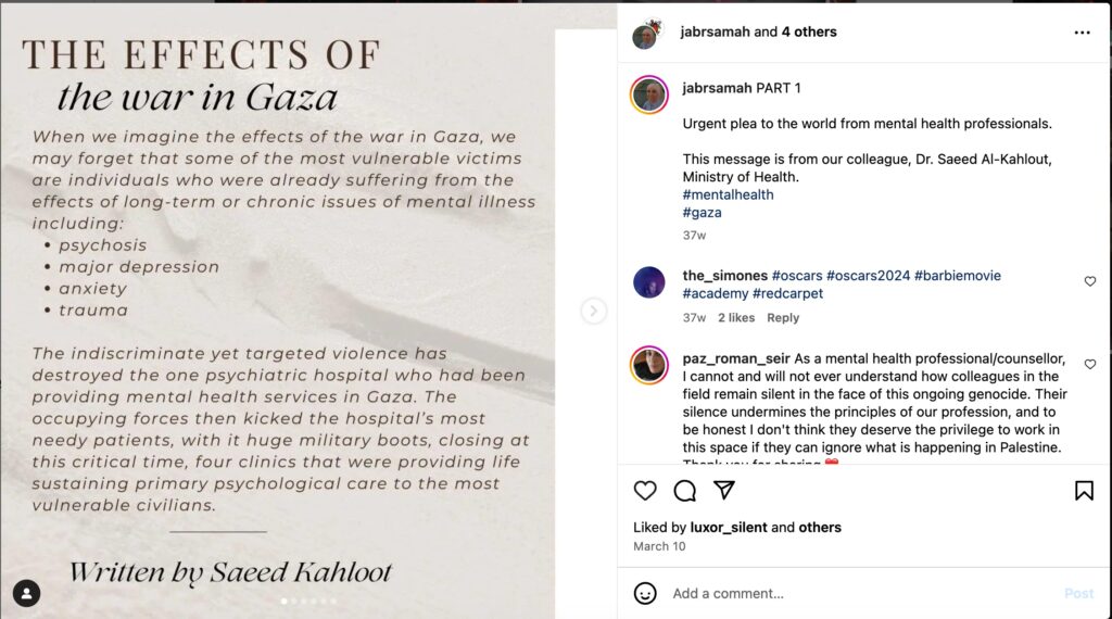 pesi letter gaza war effects post